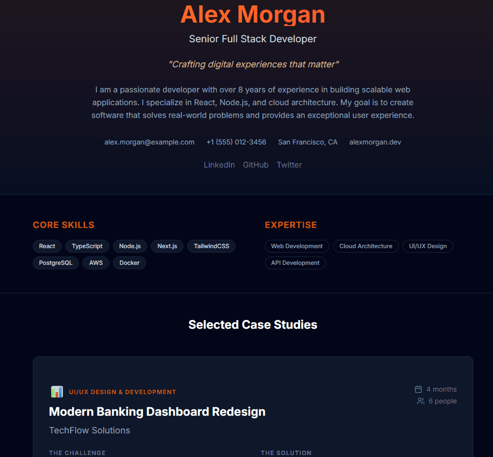 AI-generated portfolio case study preview